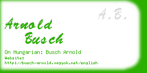 arnold busch business card
